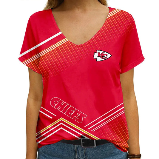 Kansas City Chiefs V-neck Women T-shirt AGCWTS645