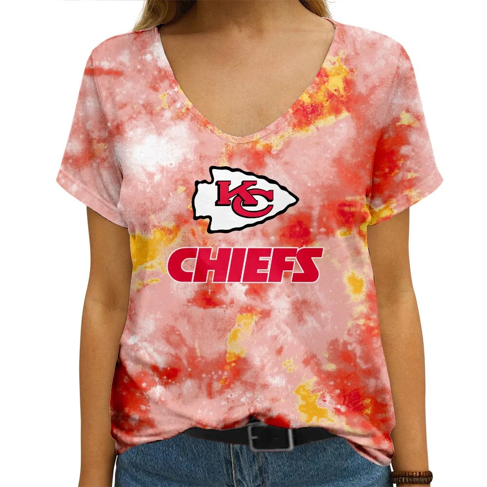 Kansas City Chiefs V-neck Women T-shirt AGCWTS647