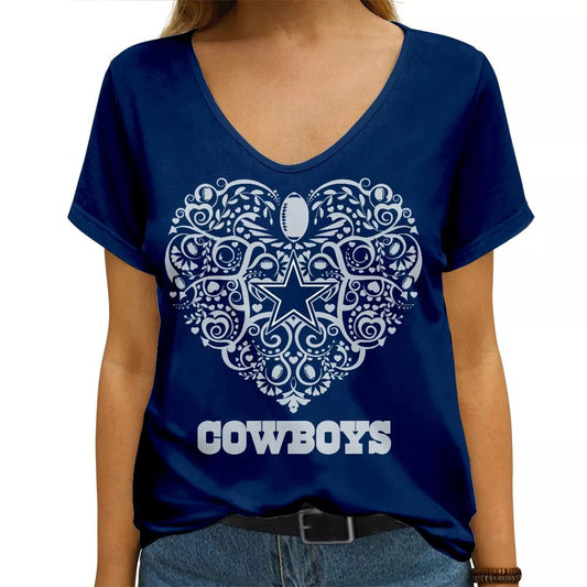 Dallas Cowboys V-neck Women T-shirt AGCWTS648