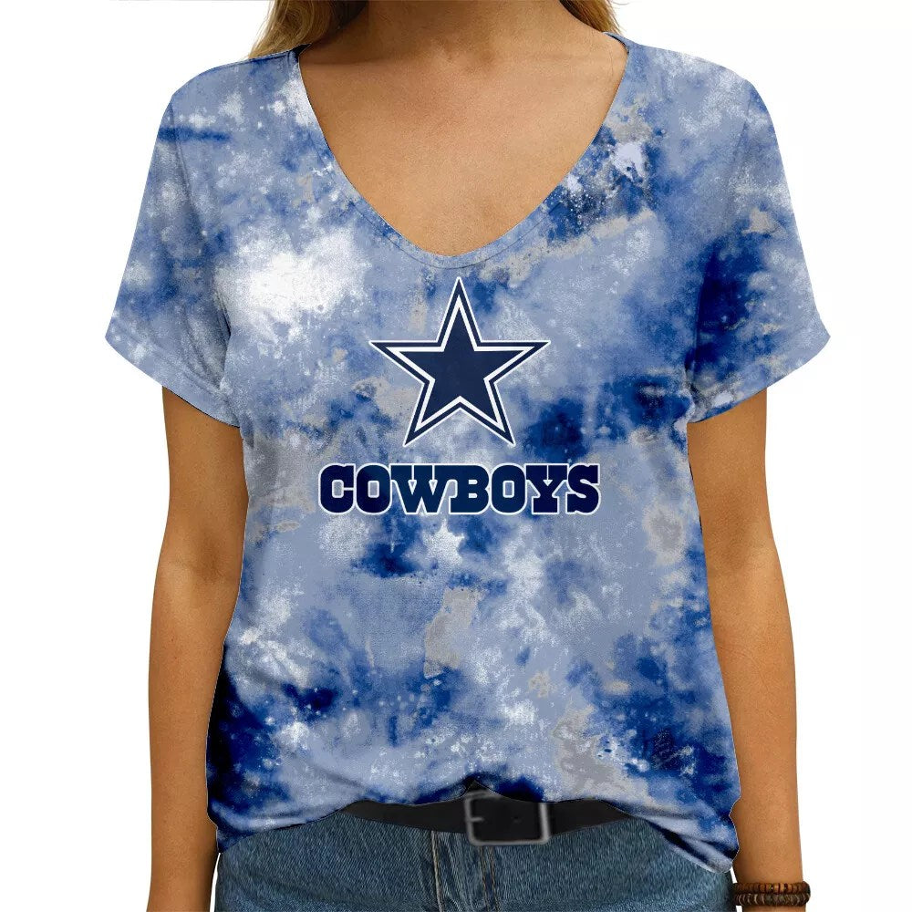 Dallas Cowboys V-neck Women T-shirt AGCWTS650