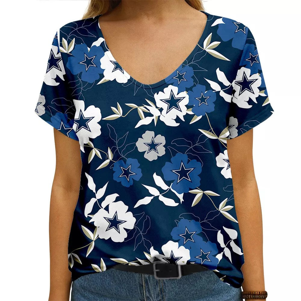 Dallas Cowboys V-neck Women T-shirt AGCWTS651