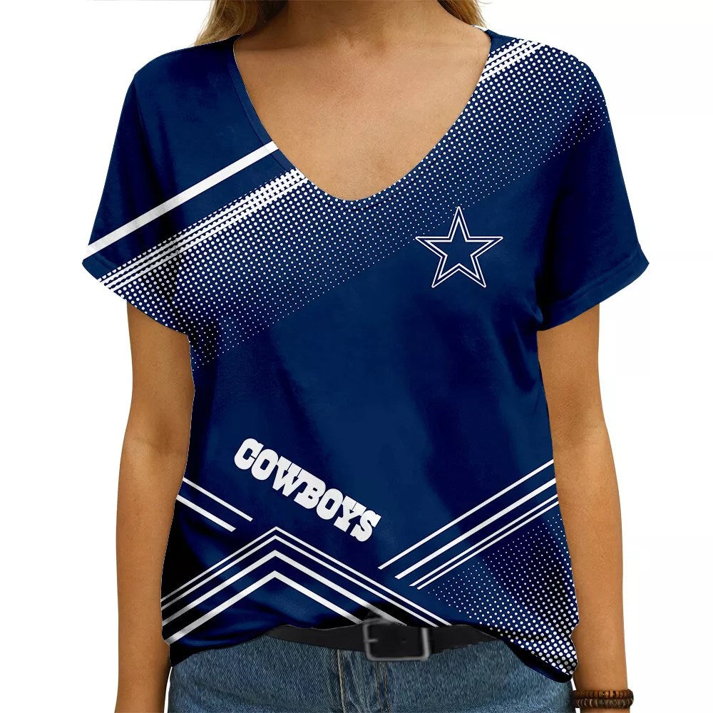 Dallas Cowboys V-neck Women T-shirt AGCWTS652