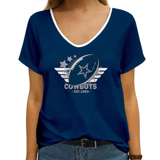 Dallas Cowboys V-neck Women T-shirt AGCWTS653
