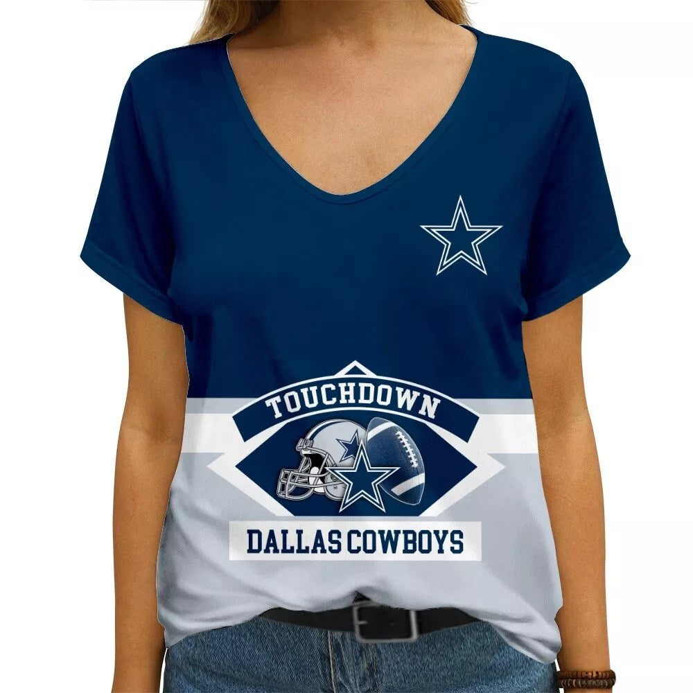 Dallas Cowboys V-neck Women T-shirt AGCWTS656