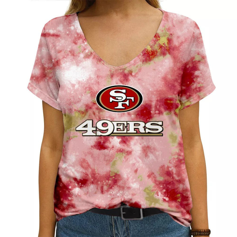 San Francisco 49ers V-neck Women T-shirt AGCWTS663