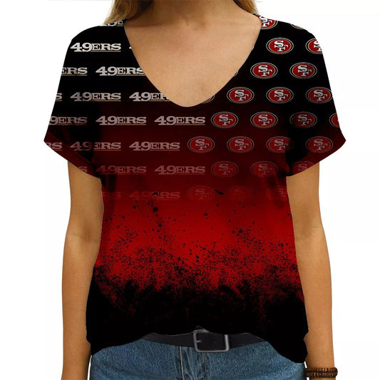 San Francisco 49ers V-neck Women T-shirt AGCWTS664