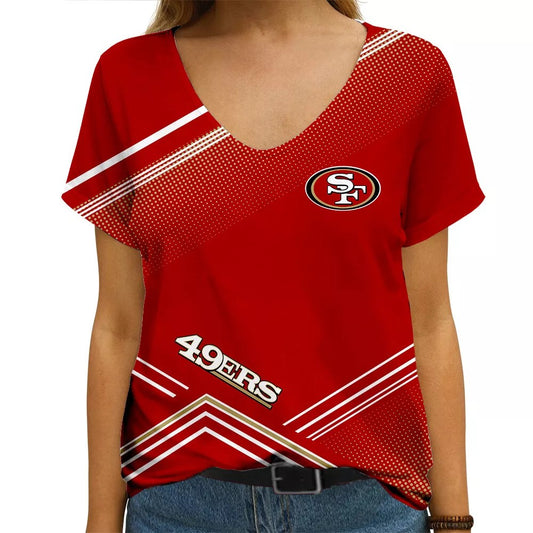 San Francisco 49ers V-neck Women T-shirt AGCWTS665