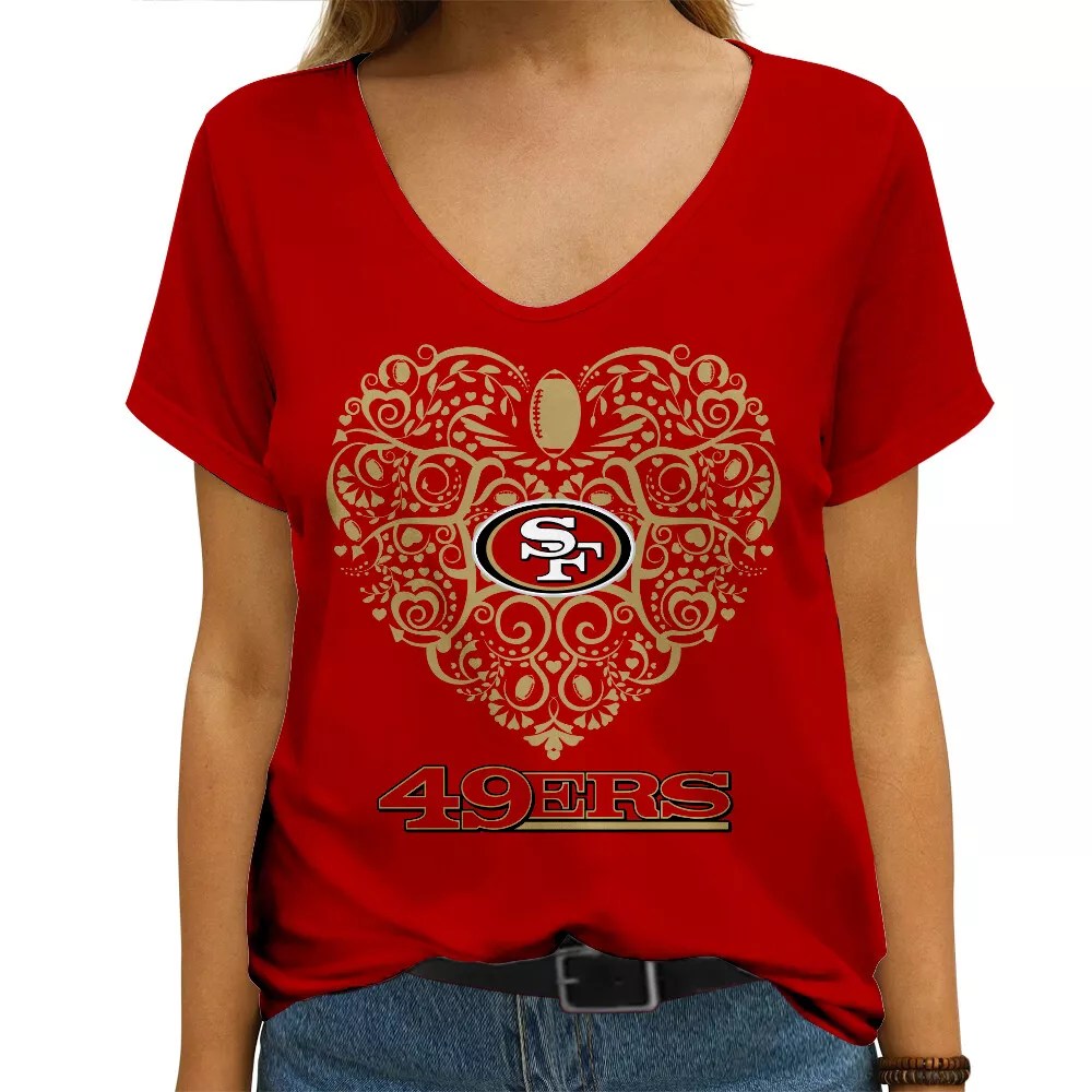 San Francisco 49ers V-neck Women T-shirt AGCWTS666