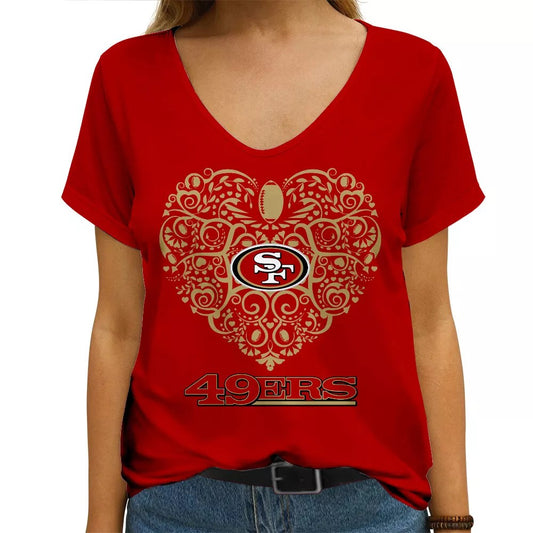 San Francisco 49ers V-neck Women T-shirt AGCWTS666