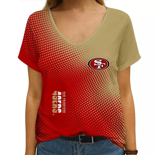 San Francisco 49ers V-neck Women T-shirt AGCWTS659