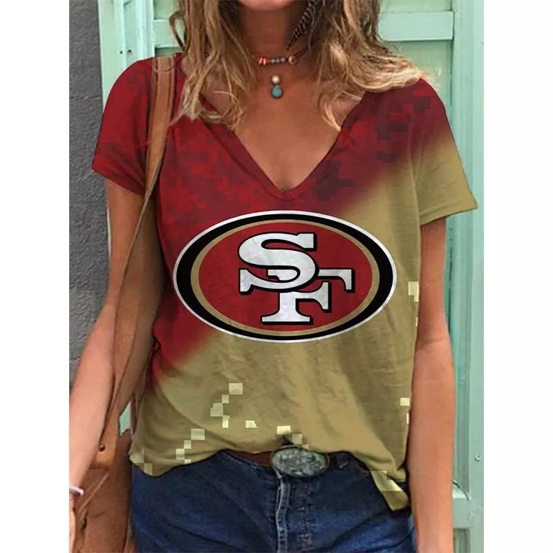 San Francisco 49ers V-neck Women T-shirt AGCWTS660