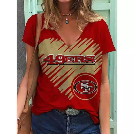 San Francisco 49ers V-neck Women T-shirt AGCWTS661