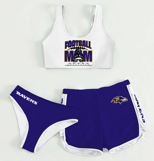 Baltimore Ravens Women’s Sports Set 3-Piece Crop Tank Top Underwear Shorts SSCTUS027