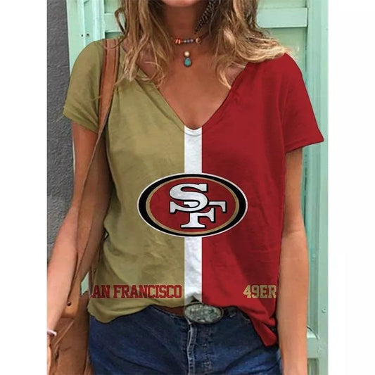 San Francisco 49ers V-neck Women T-shirt AGCWTS662