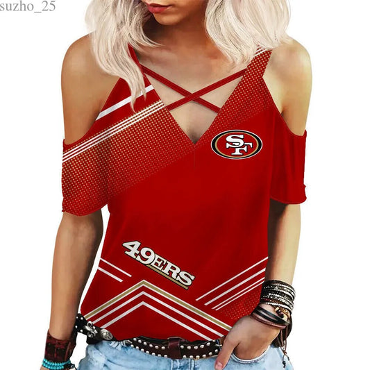 San Francisco 49ers Miss Hollow Out Blouse Shirt BGMHS062