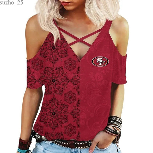 San Francisco 49ers Miss Hollow Out Blouse Shirt BGMHS063