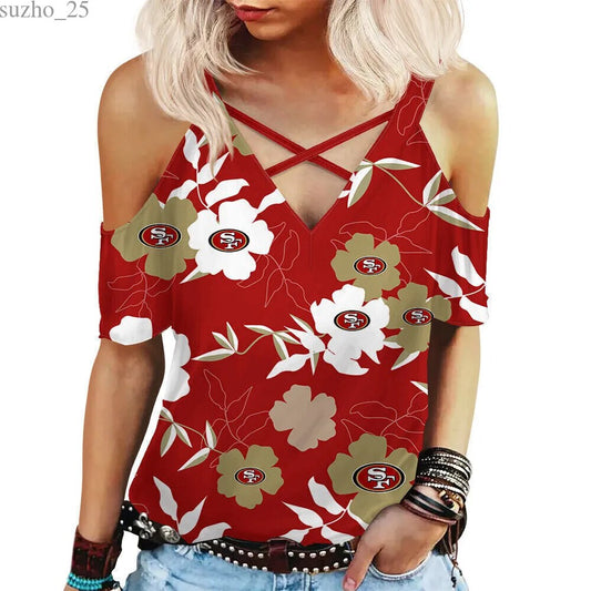 San Francisco 49ers Miss Hollow Out Blouse Shirt BGMHS064