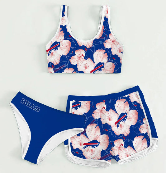 Buffalo Bills Women’s Sports Set 3-Piece Crop Tank Top Underwear Shorts SSCTUS038