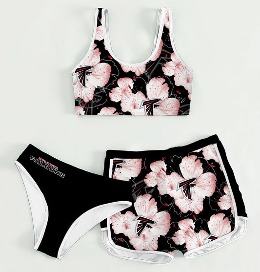Atlanta Falcons Women’s Sports Set 3-Piece Crop Tank Top Underwear Shorts SSCTUS046