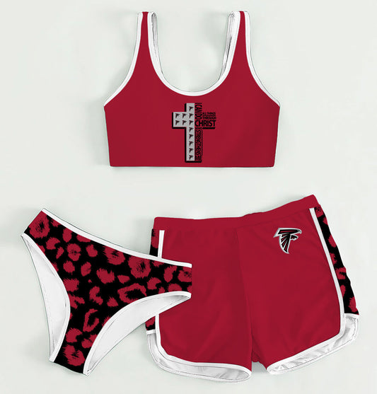 Atlanta Falcons Women’s Sports Set 3-Piece Crop Tank Top Underwear Shorts SSCTUS048