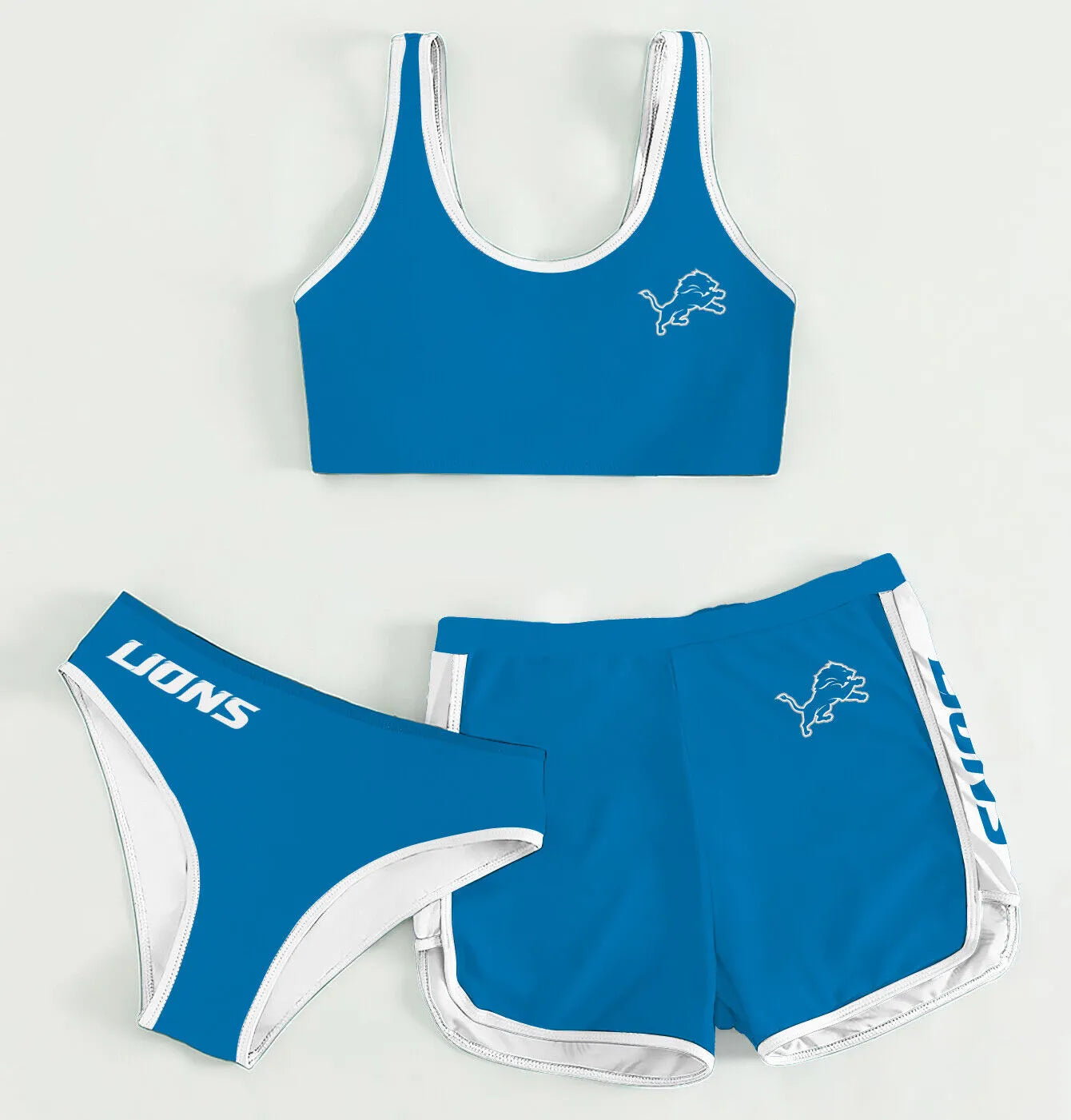Detroit Lions Women’s Sports Set 3-Piece Crop Tank Top Underwear Shorts SSCTUS053