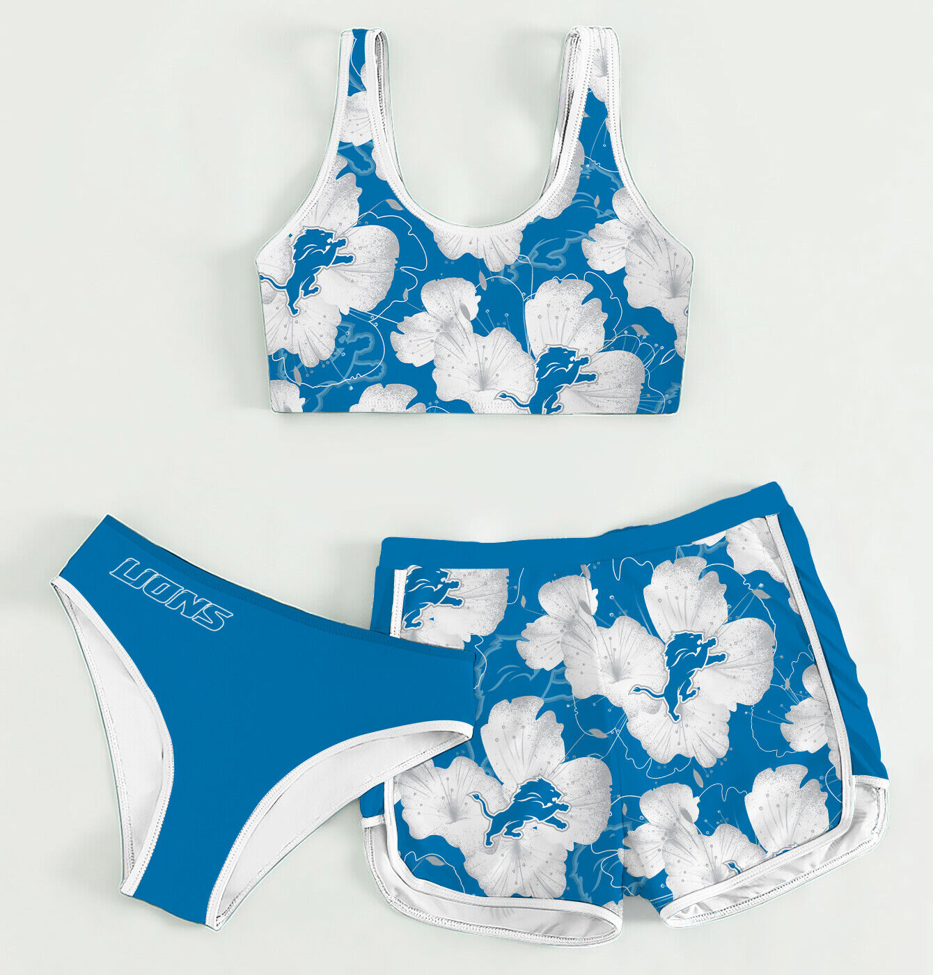 Detroit Lions Women’s Sports Set 3-Piece Crop Tank Top Underwear Shorts SSCTUS054