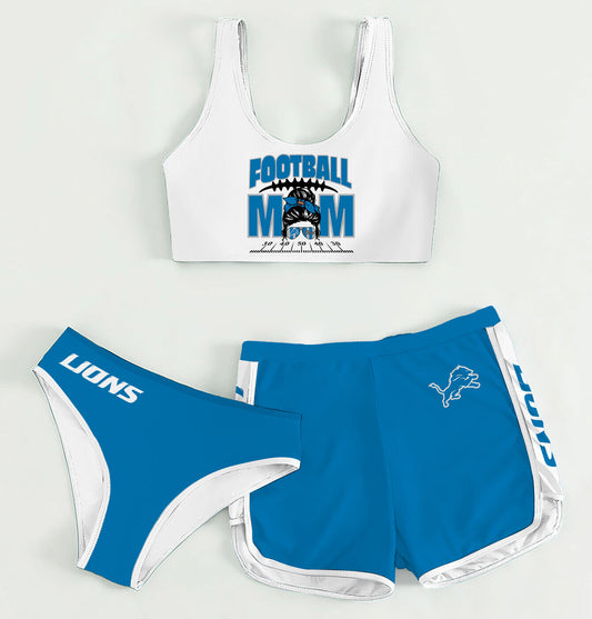 Detroit Lions Women’s Sports Set 3-Piece Crop Tank Top Underwear Shorts SSCTUS055