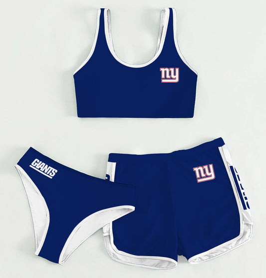 New York Giants Women’s Sports Set 3-Piece Crop Tank Top Underwear Shorts SSCTUS061