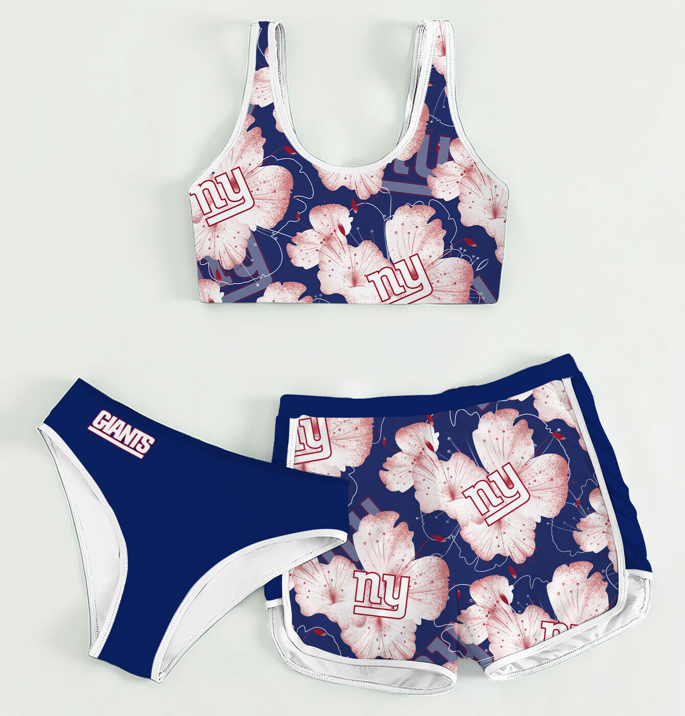 New York Giants Women’s Sports Set 3-Piece Crop Tank Top Underwear Shorts SSCTUS062