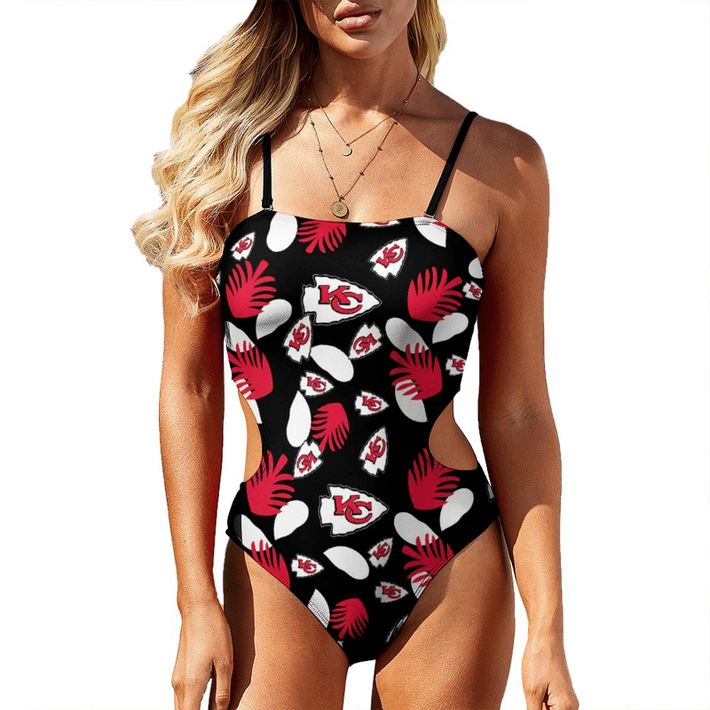 Kansas City Chiefs Women Cutout Swimsuit Sexy Sling One Piece Swimsuit S9CSSS029