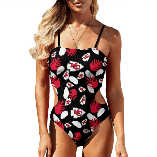 Kansas City Chiefs Women Cutout Swimsuit Sexy Sling One Piece Swimsuit S9CSSS029