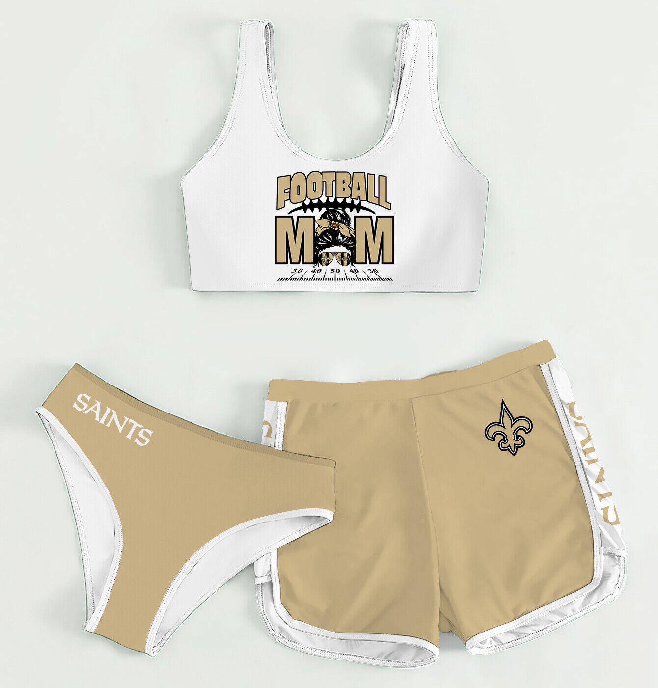 New Orleans Saints Women’s Sports Set 3-Piece Crop Tank Top Underwear Shorts SSCTUS065