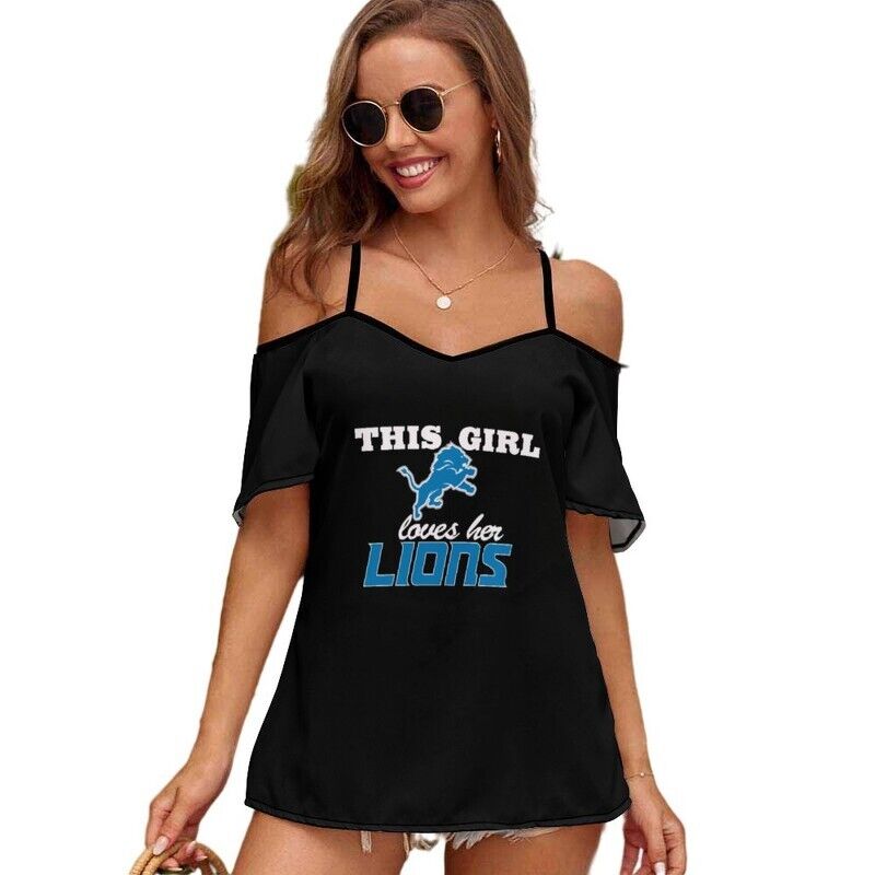 This Girl Loves Her Detroit Lions Women’s Off Shoulder Sling Top S9SST008