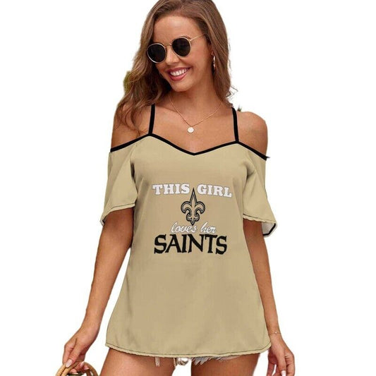 This Girl Loves Her New Orleans Saints Women’s Off Shoulder Sling Top S9SST013