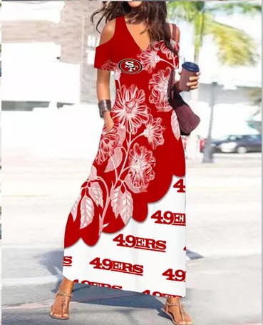 San Francisco 49ers Women’s V-Neck Maxi Dress S13