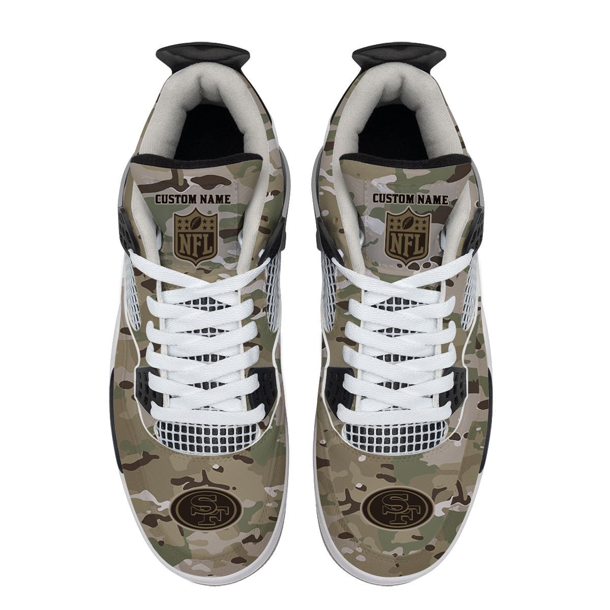 San Francisco 49ers Camo Personalized AJ4 Sneaker BG07