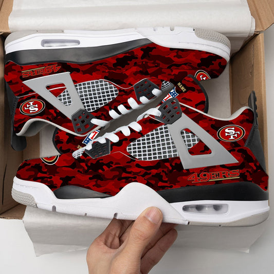 San Francisco 49ers Camo Personalized AJ4 Sneaker BG66