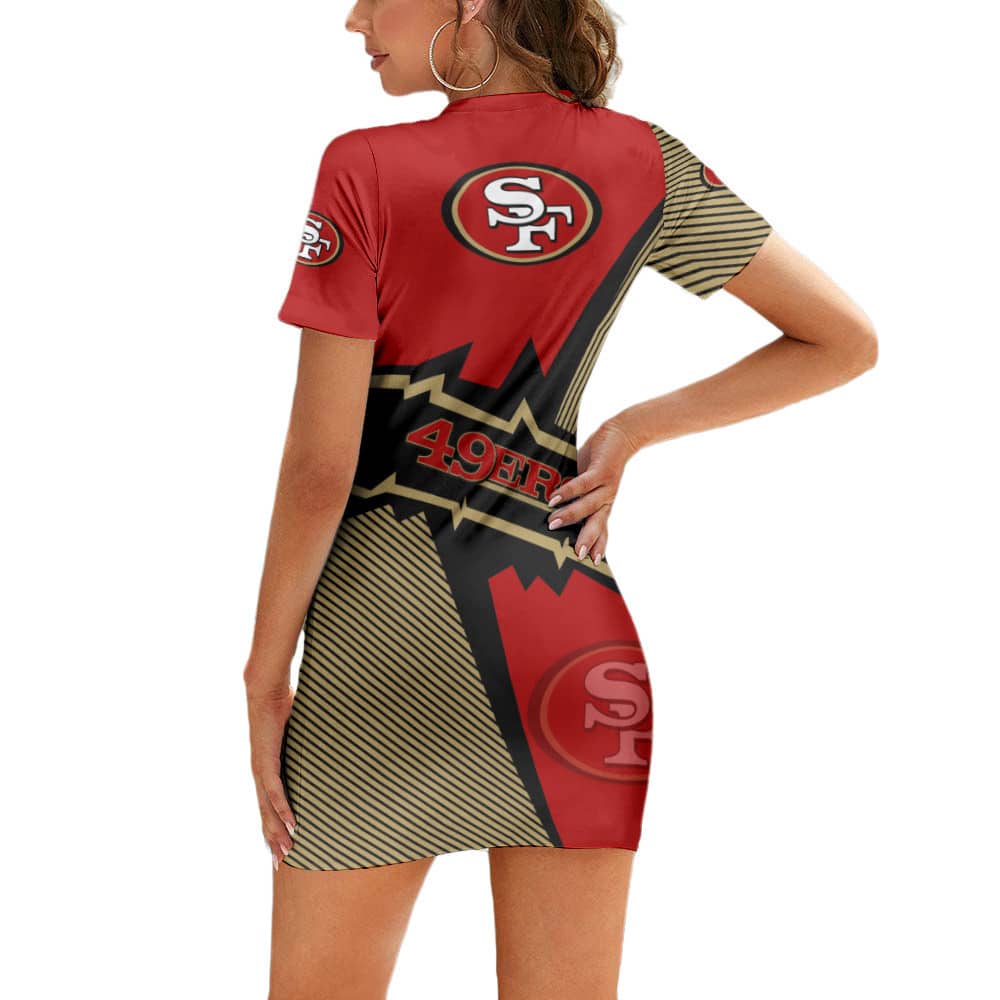 San Francisco 49ers Casual Short Sleeve Bodycon Mini Dress BG62