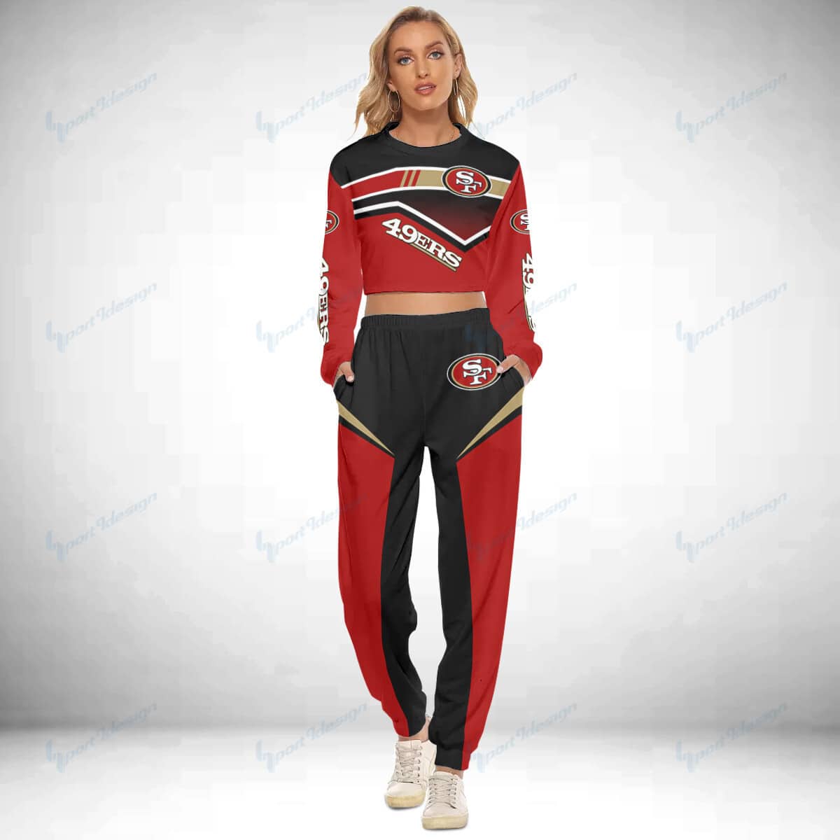 San Francisco 49ers Crop Sweatshirt Suit 19