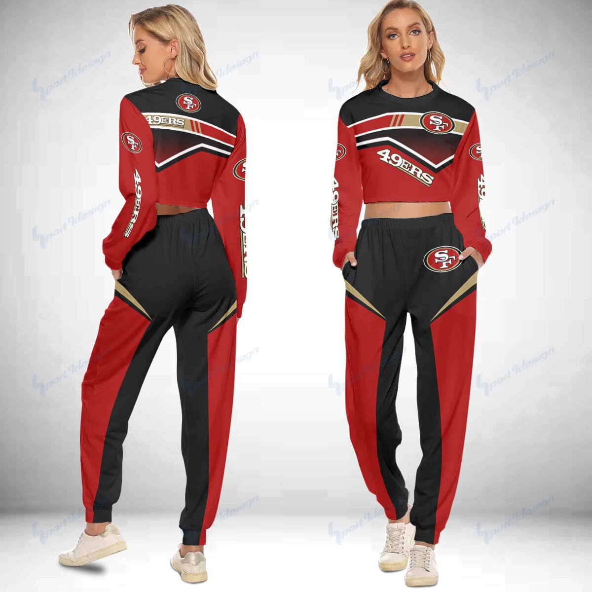 San Francisco 49ers Crop Sweatshirt Suit 19