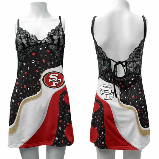 San Francisco 49ers Halloween Lace Back Strap Slip Dress 320