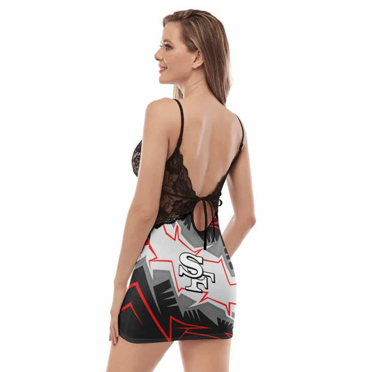 San Francisco 49ers Halloween Lace Back Strap Slip Dress 342
