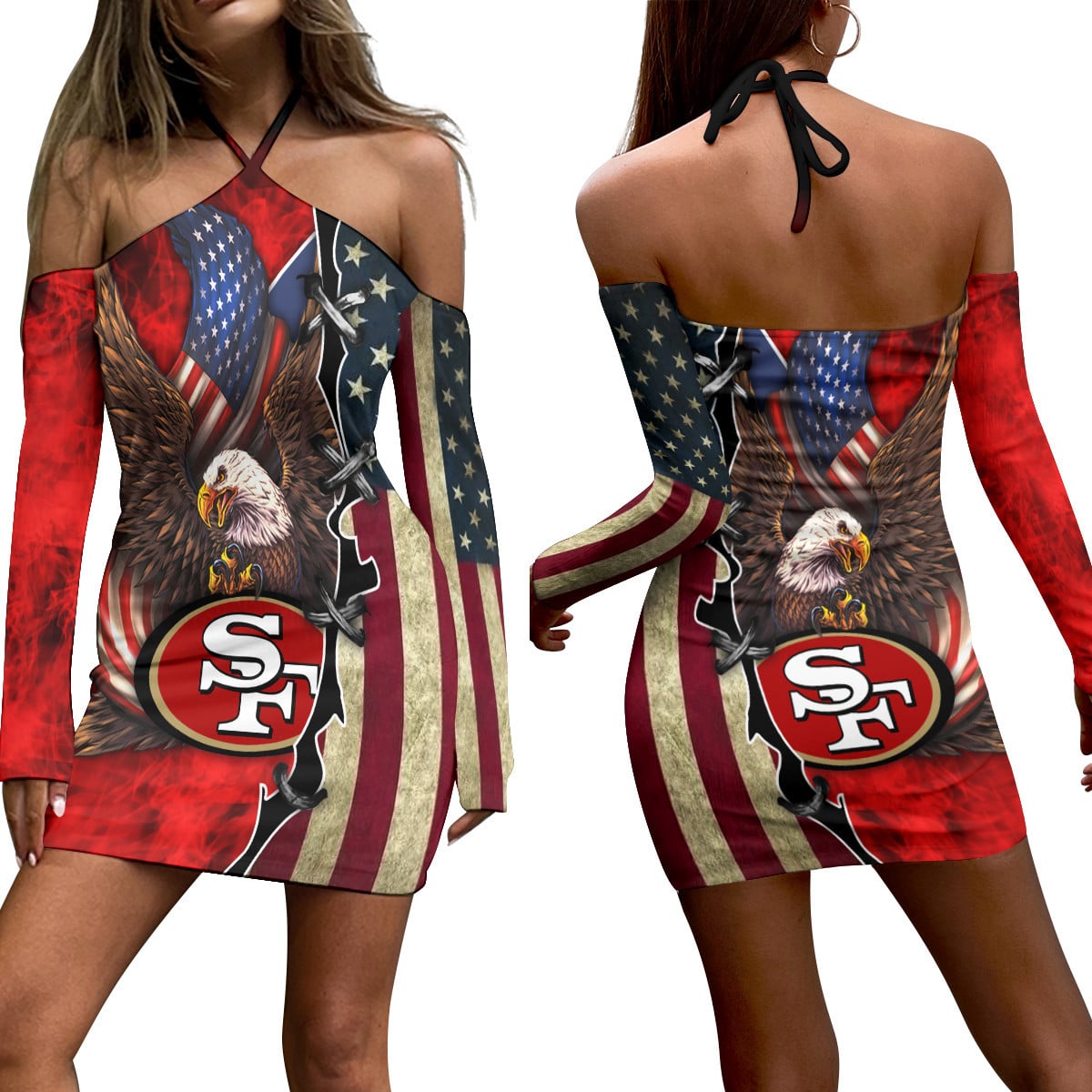 San Francisco 49ers Halter Lace-up Dress 47