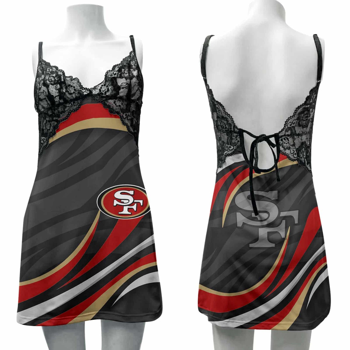 San Francisco 49ers Lace Back Strap Slip Dress 01-1