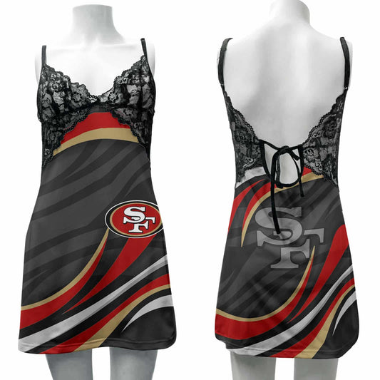 San Francisco 49ers Lace Back Strap Slip Dress 01-1