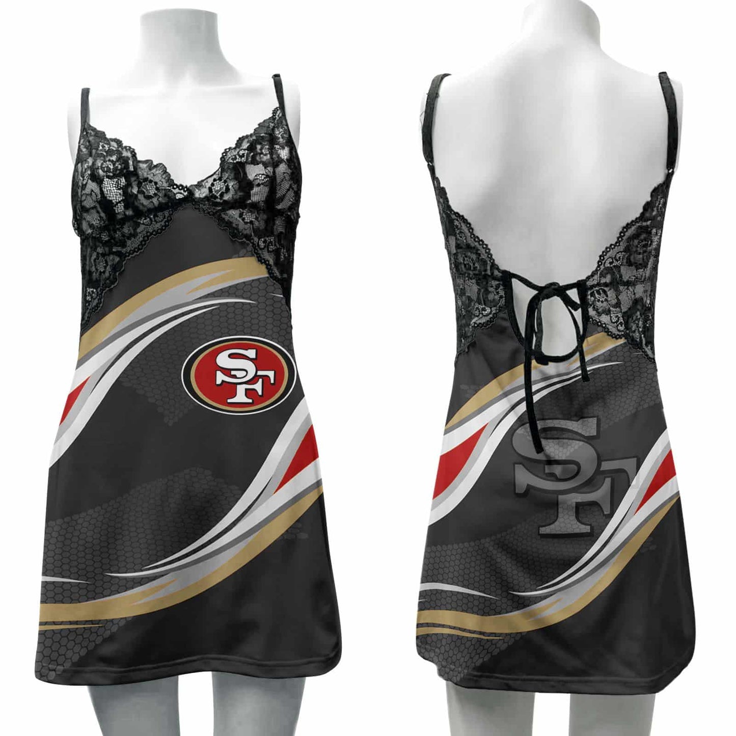 San Francisco 49ers Lace Back Strap Slip Dress 101