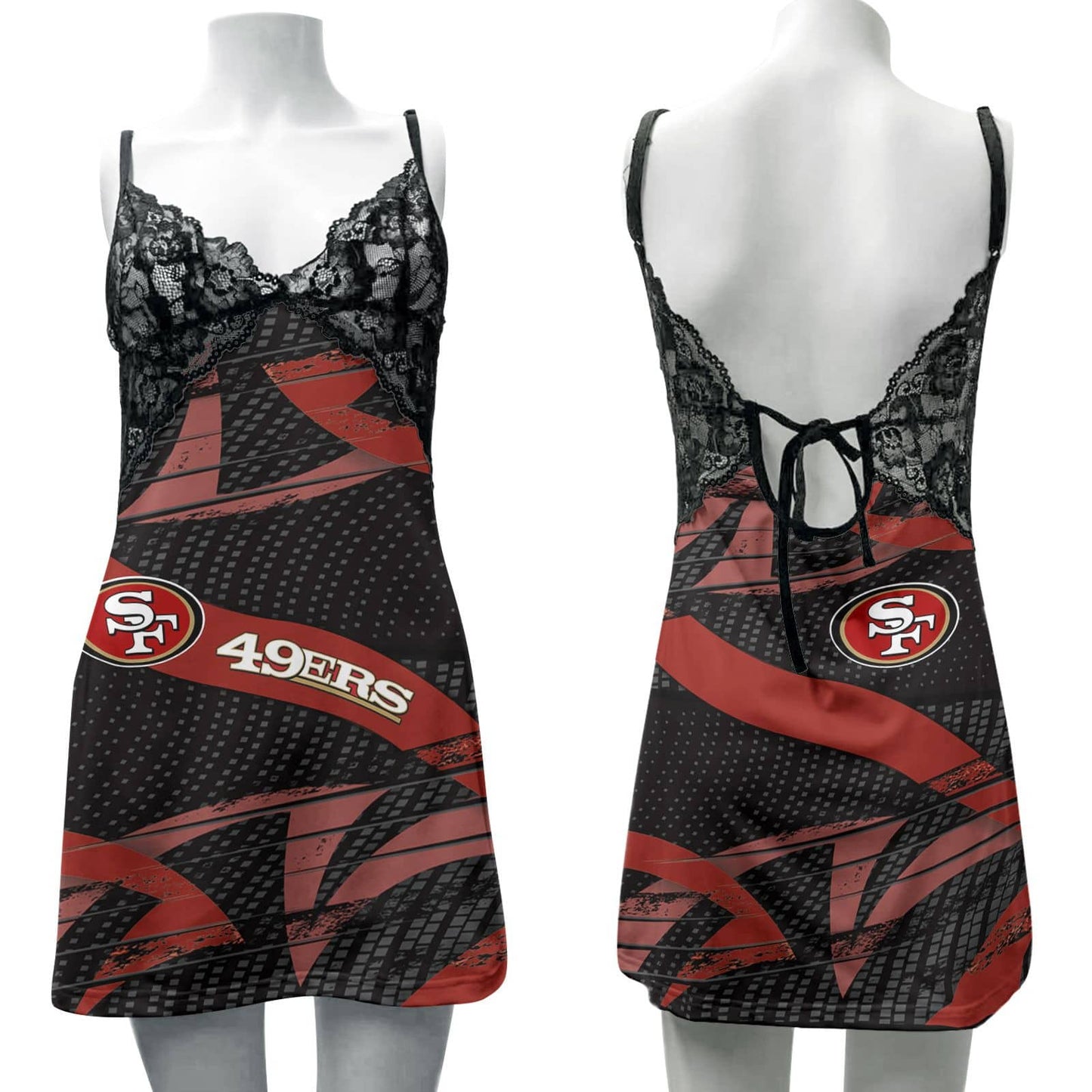 San Francisco 49ers Lace Back Strap Slip Dress 125