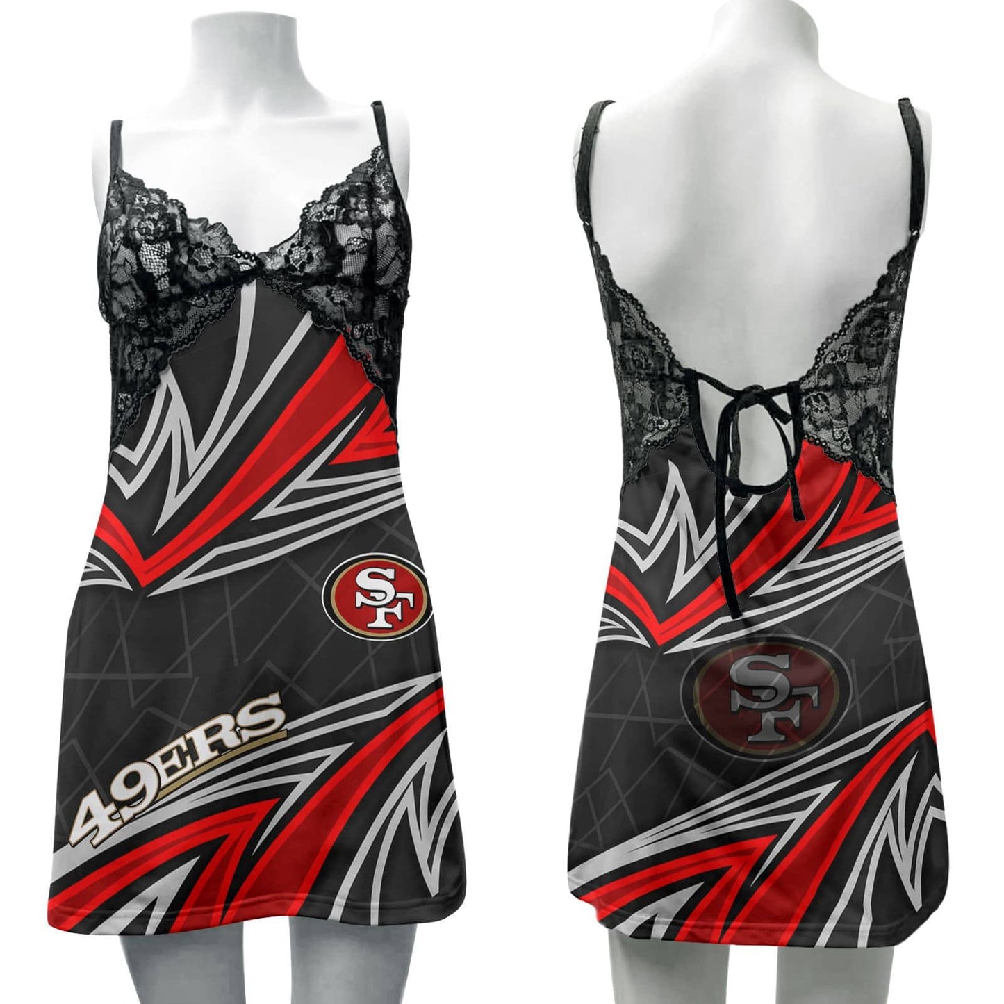 San Francisco 49ers Lace Back Strap Slip Dress 133