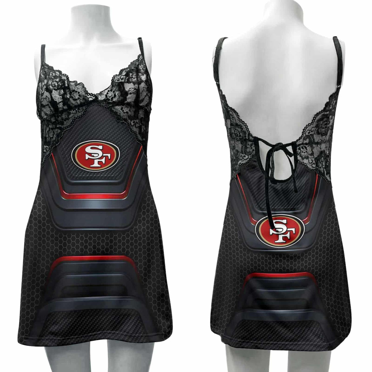 San Francisco 49ers Lace Back Strap Slip Dress 147