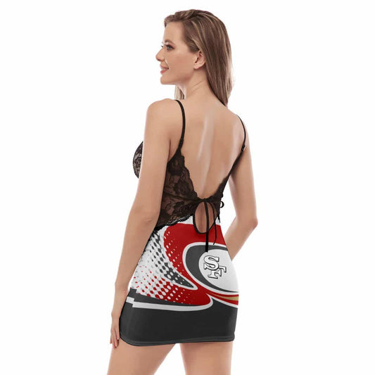 San Francisco 49ers Lace Back Strap Slip Dress 151